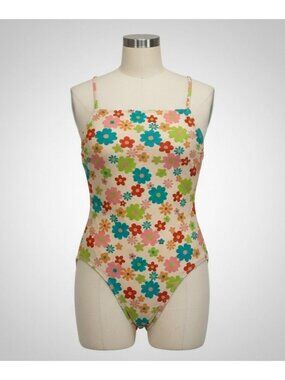 Ninety-Nine Floral One-Piece Swimsuit - Retro 70s Print - Women's Small high cut